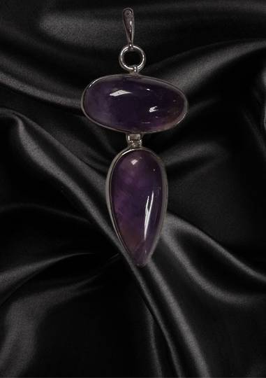 Amethyst 2 Tiered Oval Drop Pendant image 0